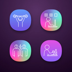 emotional stress app icons set vector