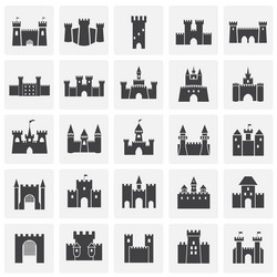 castle icons set on background for graphic and web vector image