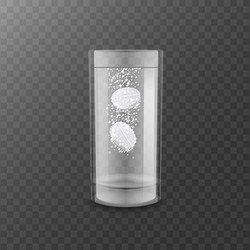 fizzy tablets dissolve in water realistic mockup vector