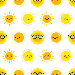 happy smiling sun characters pattern background vector image