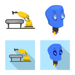 isolated object of robot and factory sign vector image