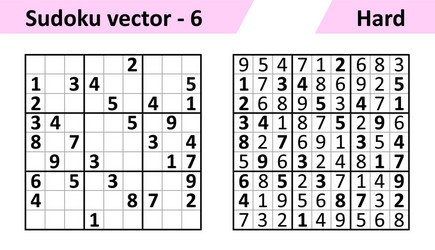 sudoku game with answers simple design set vector image