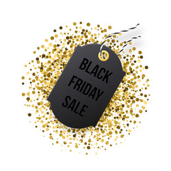 black friday sales tag with golden vector