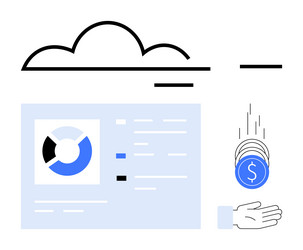 cloud-based financial software with pie chart vector image