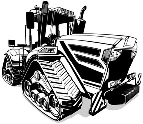 drawing of tracked farm tractor from front view vector