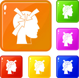 head with arrows icons set color vector image