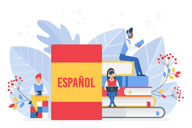 Online spanish language courses remote school vector