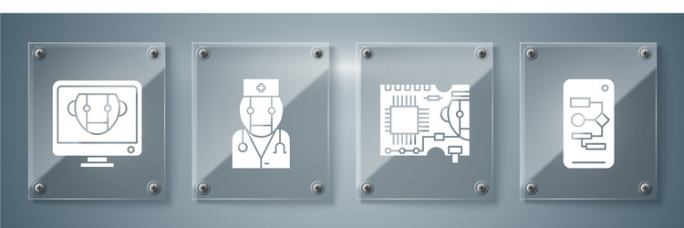 set algorithm printed circuit board pcb robot vector image