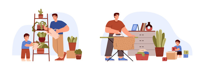 Kids Doing House Chores Vector Images (over 360)