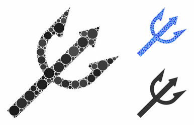 trident fork mosaic icon round dots vector image