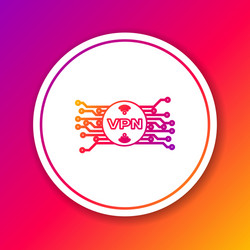 color vpn in circle with microchip circuit line vector image