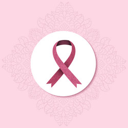 Ornate ribbon of breast cancer on abstract pink vector