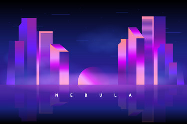 Retro wave background 80s city future vector