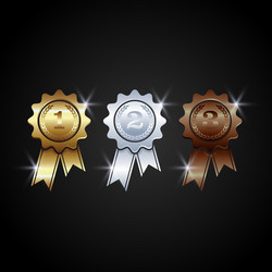 1st 2nd 3rd sports awards three medals Royalty Free Vector