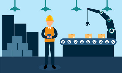 Factory worker flat icon Royalty Free Vector Image