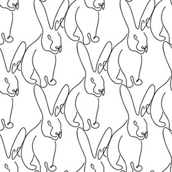 seamless pattern with rabbits in line vector image