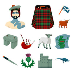 Country scotland cartoon icons in set collection vector