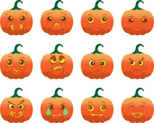 Emotion halloween cartoon pumpkins vector