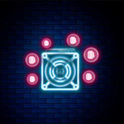 Glowing neon line asic miner icon isolated vector