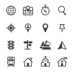 Map location icons collection symbol for apps Vector Image