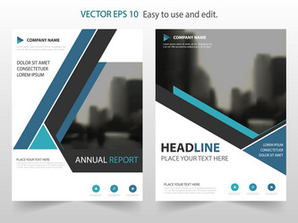 Blue abstract triangle annual report leaflet vector