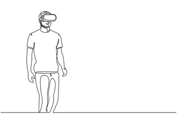 continuous one line drawing of a man using vector image