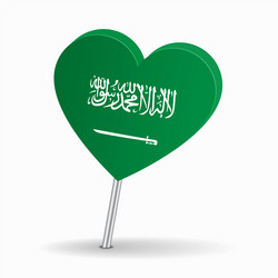 saudi arabian flag heart-shaped map pointer layout vector