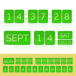 green flat countdown timer with numbers isolated vector image