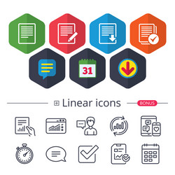 Document icons download file and checkbox vector