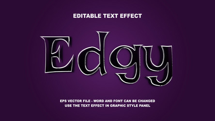 editable text effect edgy 3d template vector image