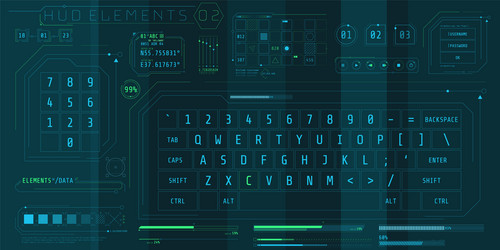 Futuristic Keyboard & UI Elements vector image