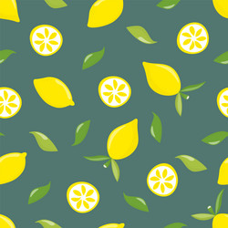 seamless pattern with lemons on a dark background vector image