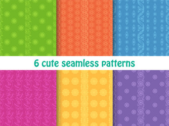 set of cute bright seamless patterns abstract vector image