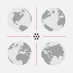 set of dotted world maps in different resolution vector image