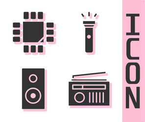 set radio with antenna processor vector image