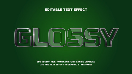 editable text effect glossy 3d template vector image