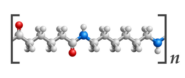 nylon 3d molecular structure repeating of amide vector