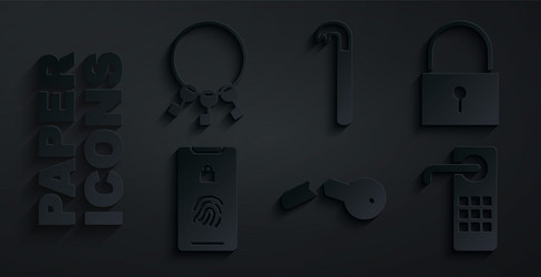 set broken key lock mobile with fingerprint scan vector image