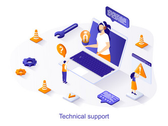 technical support isometric web concept vector