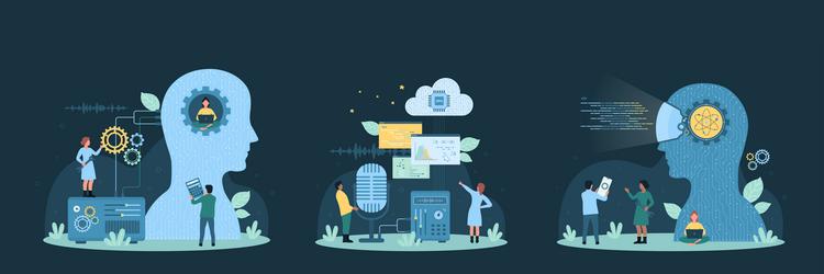 ai service and digital network technology brain vector image