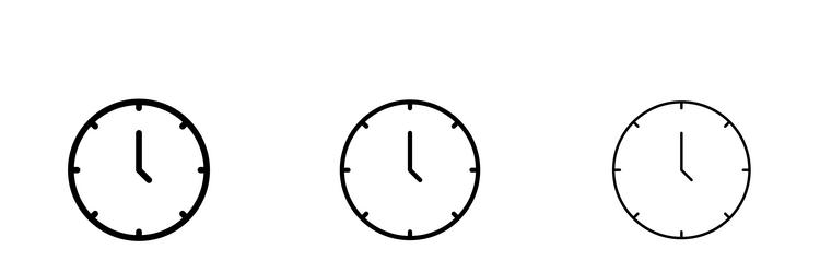 clock-five icons in three different stroke lines vector image