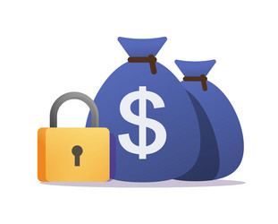 Money account locked or blocked via padlock lock vector