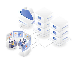 concept flat isometric central server data vector image