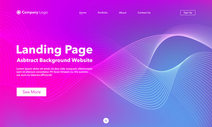 landing page abstract wave background website vector image