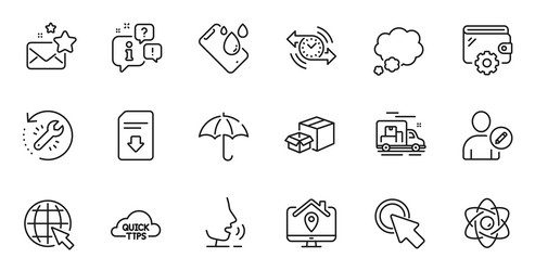 outline set of internet work home and timer line vector image