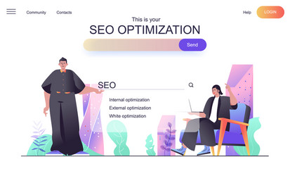 seo optimization web concept for landing page vector image
