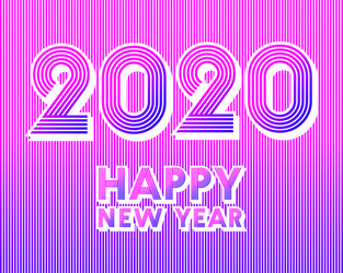 2020 happy new year background retro line design Vector Image