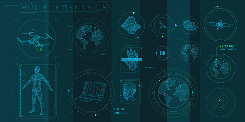 a set hud 3d-scanning elements for futuristic vector