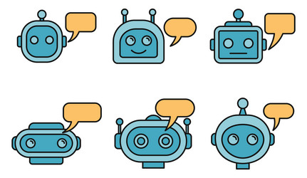 chatbot ai icons set color vector image