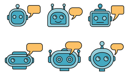 chatbot ai icons set color vector